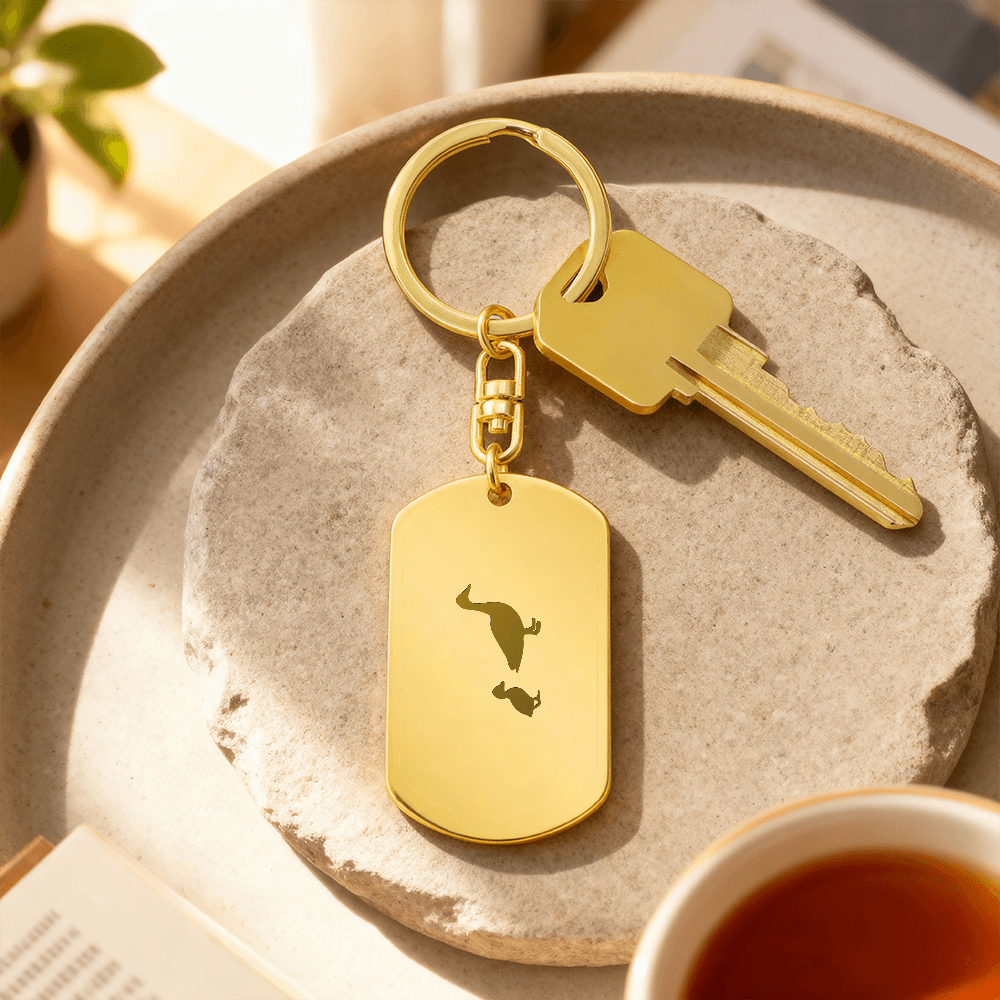 Engraved Dog Tag Keychain - Duck With Duckling