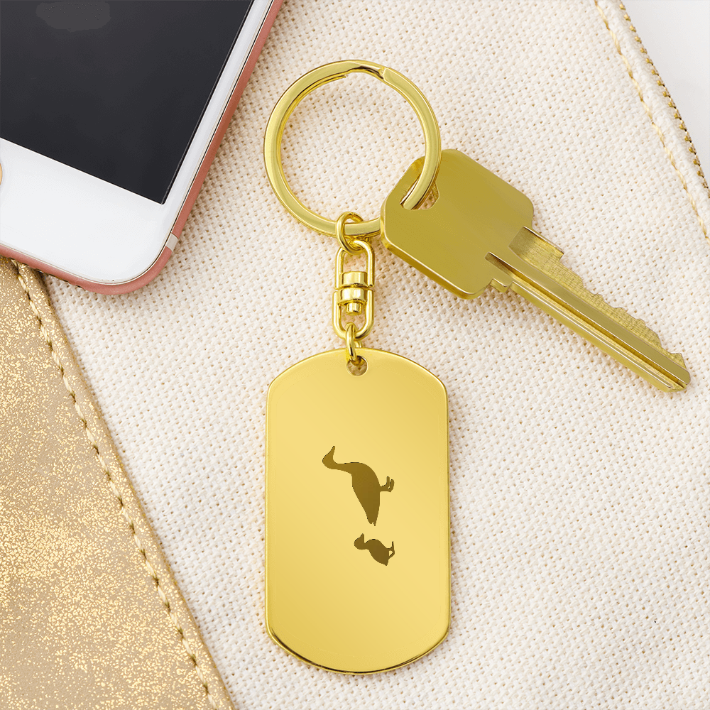 Engraved Dog Tag Keychain - Duck With Duckling