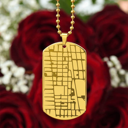 Celebrate life’s most special locations with this stunning Engraved Dog Tag Map Necklace. Whether it’s the place where you first met, said “I do,” or found your forever home, this unique keepsake makes for a perfect gift for any occasion.&nbsp;