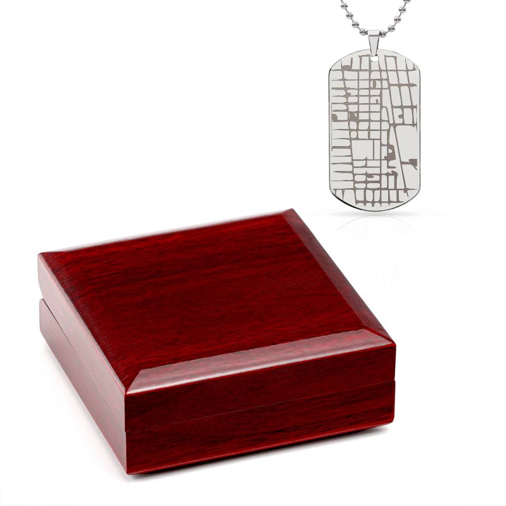 Celebrate life’s most special locations with this stunning Engraved Dog Tag Map Necklace. Whether it’s the place where you first met, said “I do,” or found your forever home, this unique keepsake makes for a perfect gift for any occasion.&nbsp;