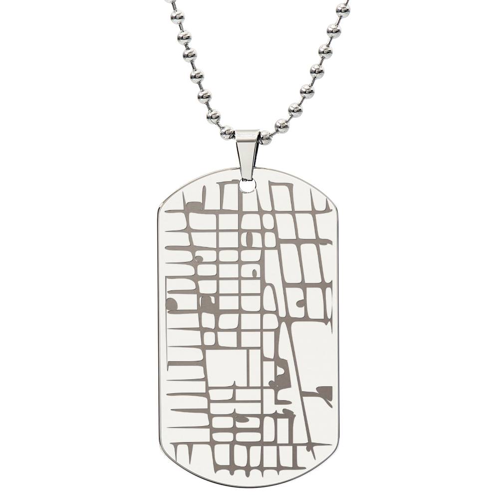 Celebrate life’s most special locations with this stunning Engraved Dog Tag Map Necklace. Whether it’s the place where you first met, said “I do,” or found your forever home, this unique keepsake makes for a perfect gift for any occasion.&nbsp;