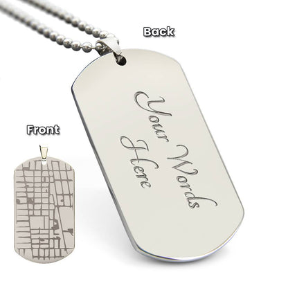 Celebrate life’s most special locations with this stunning Engraved Dog Tag Map Necklace. Whether it’s the place where you first met, said “I do,” or found your forever home, this unique keepsake makes for a perfect gift for any occasion.&nbsp;