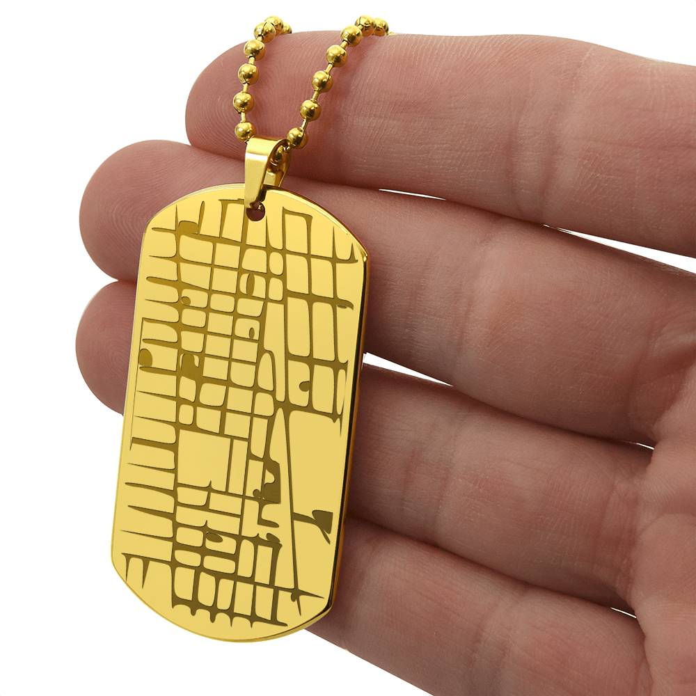Celebrate life’s most special locations with this stunning Engraved Dog Tag Map Necklace. Whether it’s the place where you first met, said “I do,” or found your forever home, this unique keepsake makes for a perfect gift for any occasion.&nbsp;