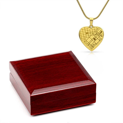 Engraved Map Heart Necklace