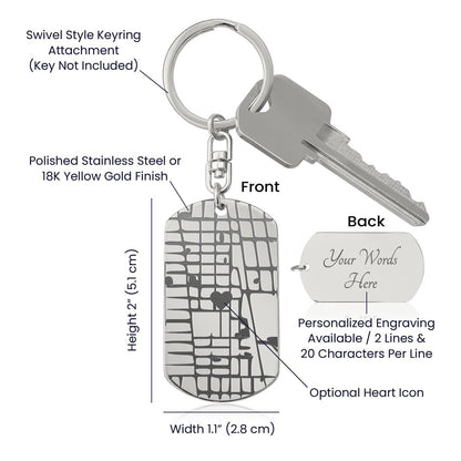 Celebrate life’s most special locations with this stunning Engraved Dog Tag Map Keychain. Whether it’s the place where you first met, said “I do,” or found your forever home, this unique keepsake makes for a perfect gift for any occasion.&nbsp;