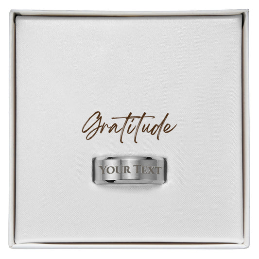 The Engraved Men's Ring lets you add a personal touch with a custom message engraved right onto the band — up to 25 characters of anything meaningful. A name, a date, a few words only the two of you understand. This is the kind of gift that gets worn every single day.