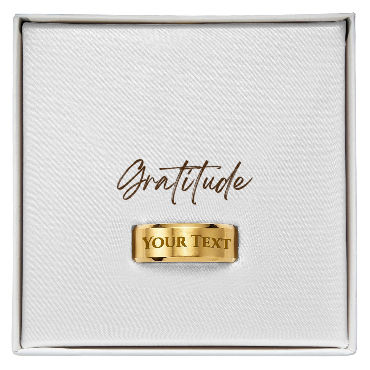 The Engraved Men's Ring lets you add a personal touch with a custom message engraved right onto the band — up to 25 characters of anything meaningful. A name, a date, a few words only the two of you understand. This is the kind of gift that gets worn every single day.
