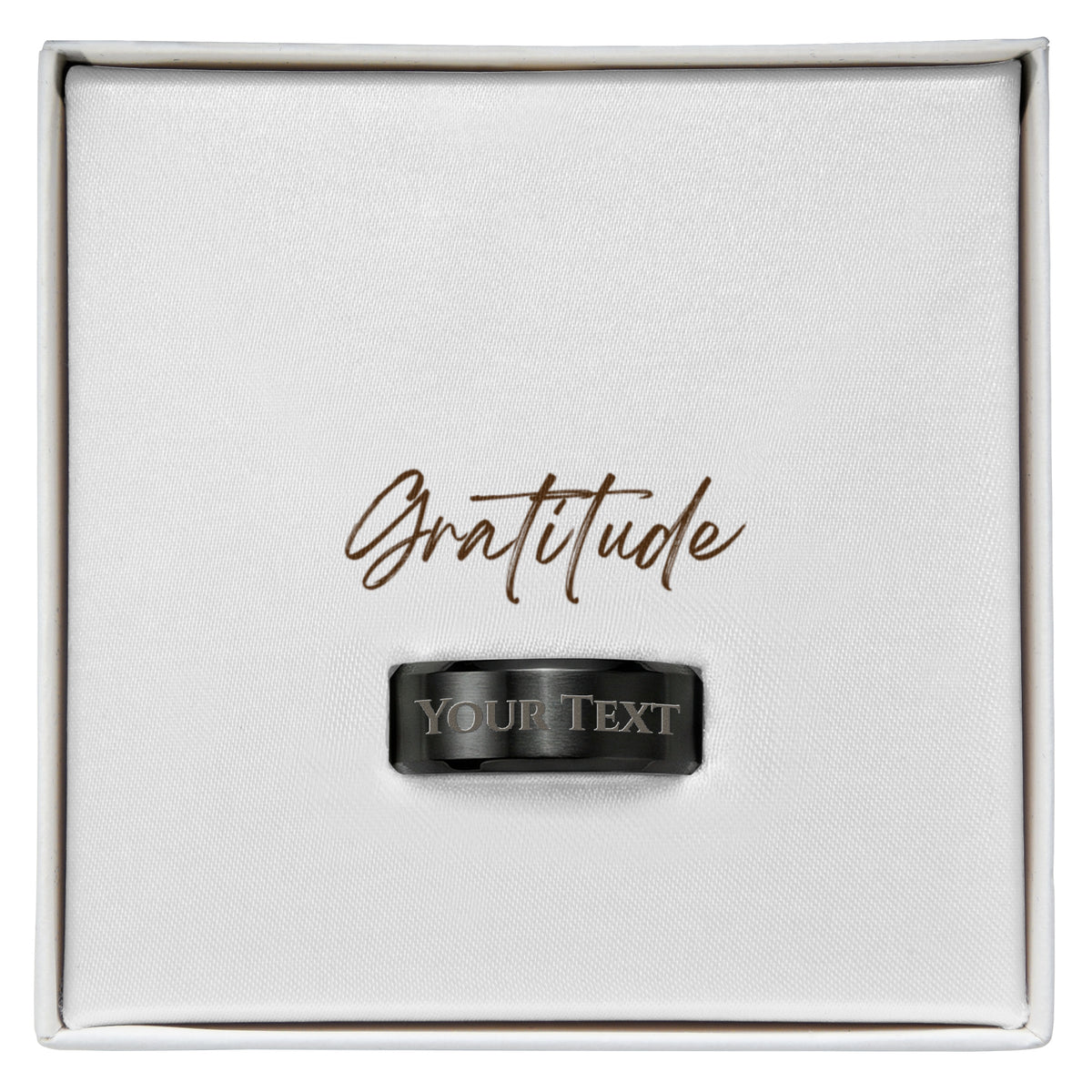 The Engraved Men's Ring lets you add a personal touch with a custom message engraved right onto the band — up to 25 characters of anything meaningful. A name, a date, a few words only the two of you understand. This is the kind of gift that gets worn every single day.