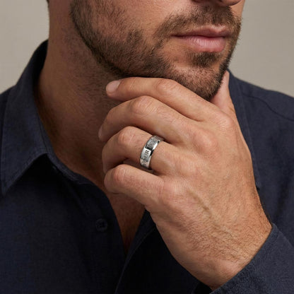 The Engraved Men's Ring lets you add a personal touch with a custom message engraved right onto the band — up to 25 characters of anything meaningful. A name, a date, a few words only the two of you understand. This is the kind of gift that gets worn every single day.