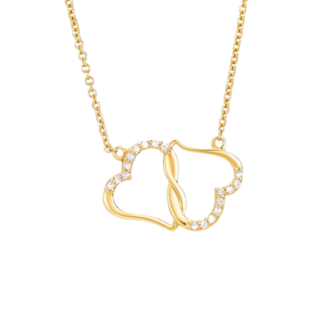 Everlasting Love Necklace, Infinity Necklace, 10K solid yellow gold, Women Necklace, Interlocking Heart Pendant, Valentine Gift for Her