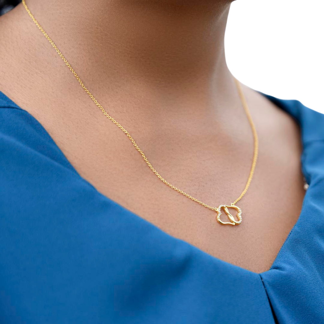 Everlasting Love Necklace, Infinity Necklace, 10K solid yellow gold, Women Necklace, Interlocking Heart Pendant, Valentine Gift for Her