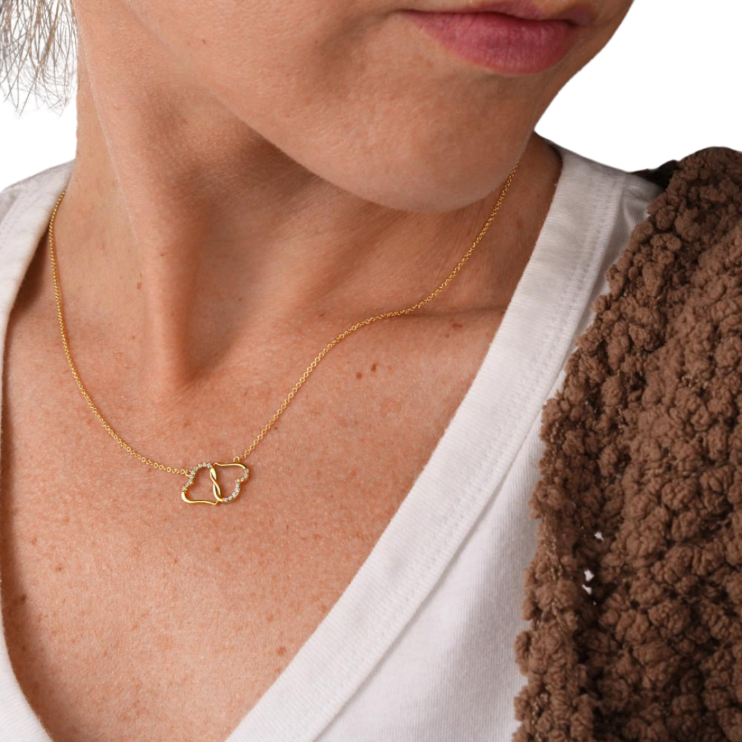 Everlasting Love Necklace, Infinity Necklace, 10K solid yellow gold, Women Necklace, Interlocking Heart Pendant, Valentine Gift for Her