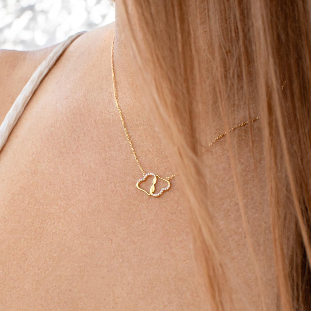 Everlasting Love Necklace, Infinity Necklace, 10K solid yellow gold, Women Necklace, Interlocking Heart Pendant, Valentine Gift for Her
