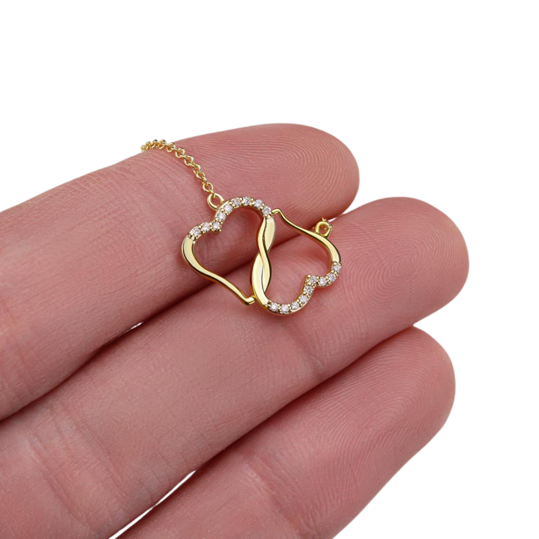Everlasting Love Necklace, Infinity Necklace, 10K solid yellow gold, Women Necklace, Interlocking Heart Pendant, Valentine Gift for Her