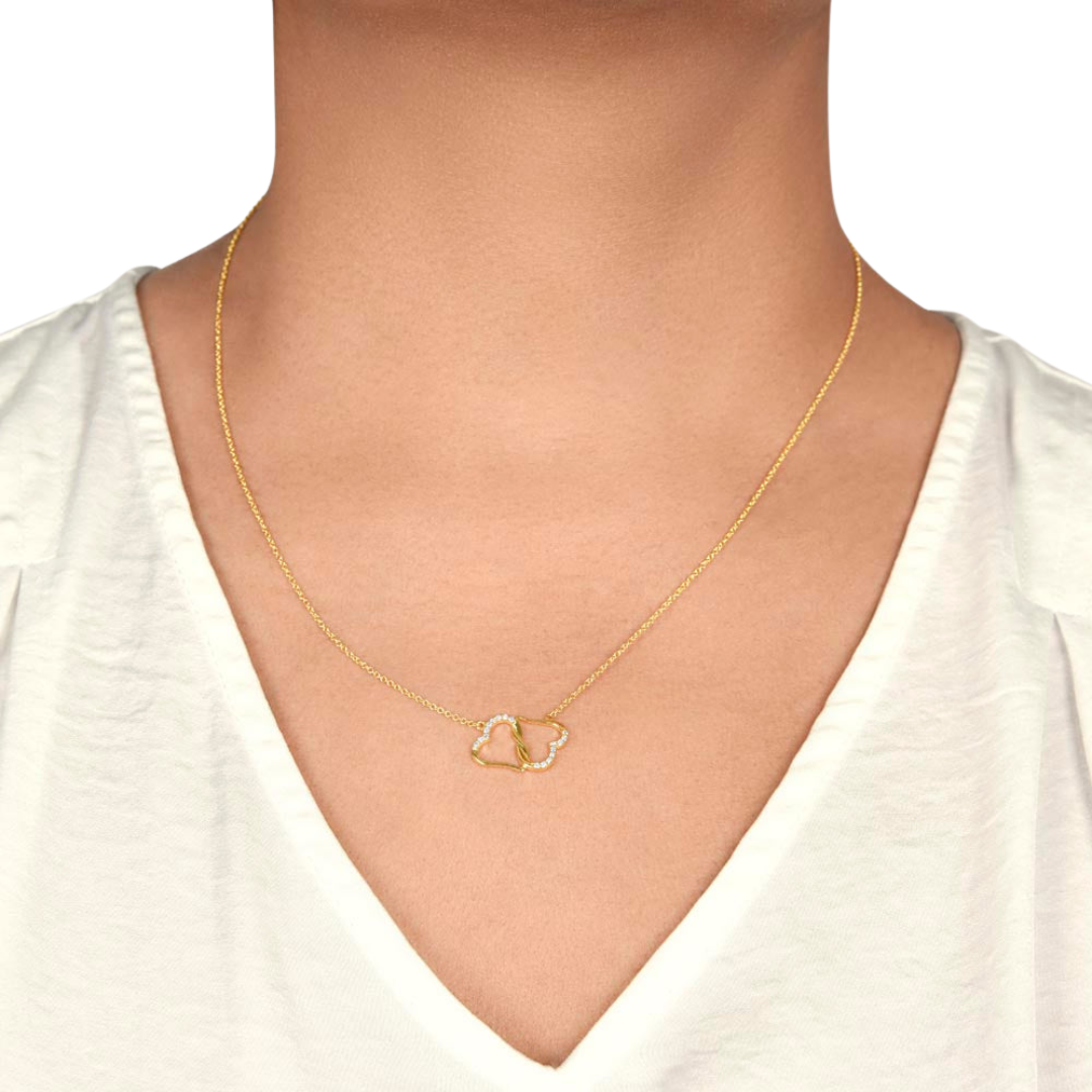 Everlasting Love Necklace, Infinity Necklace, 10K solid yellow gold, Women Necklace, Interlocking Heart Pendant, Valentine Gift for Her