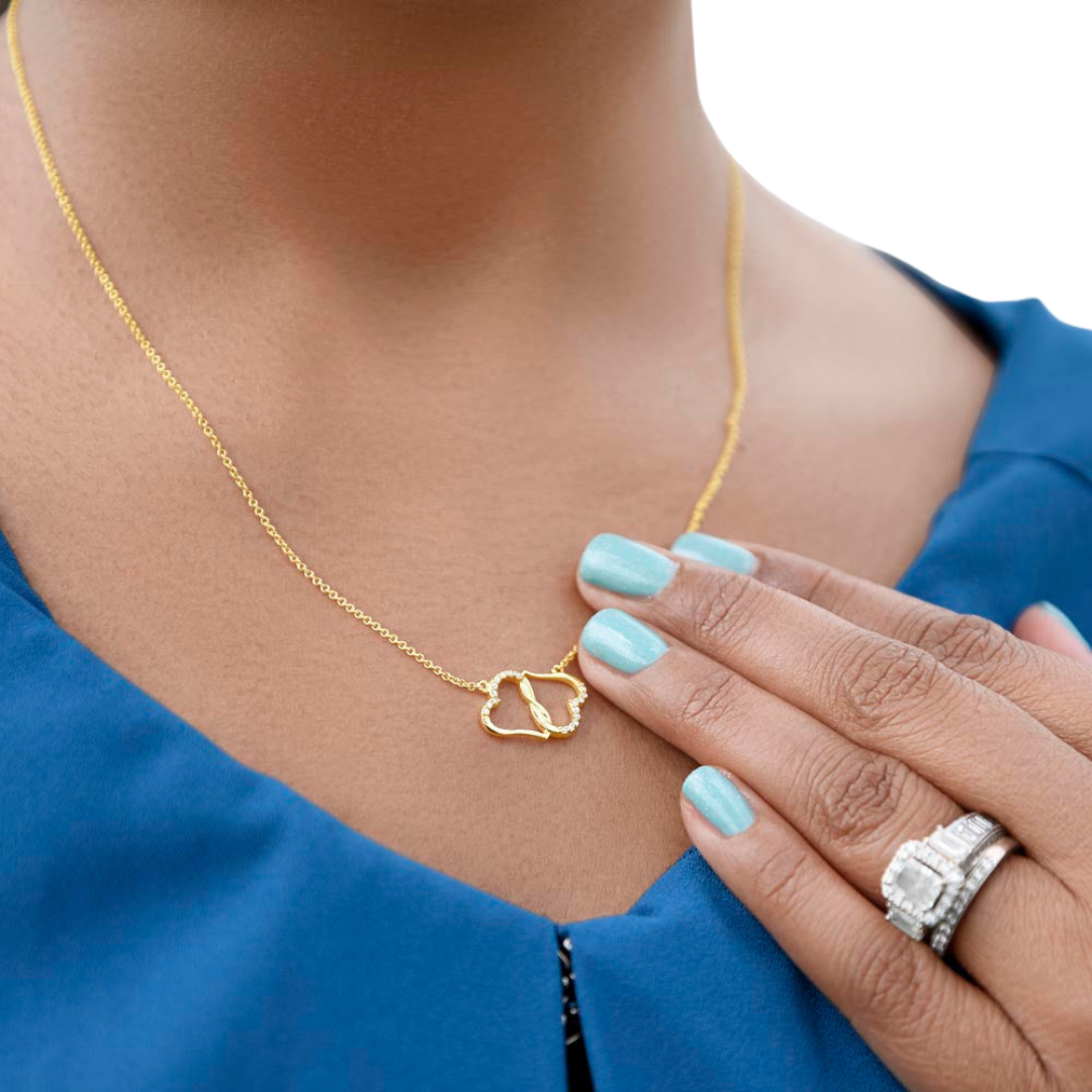 Everlasting Love Necklace, Infinity Necklace, 10K solid yellow gold, Women Necklace, Interlocking Heart Pendant, Valentine Gift for Her