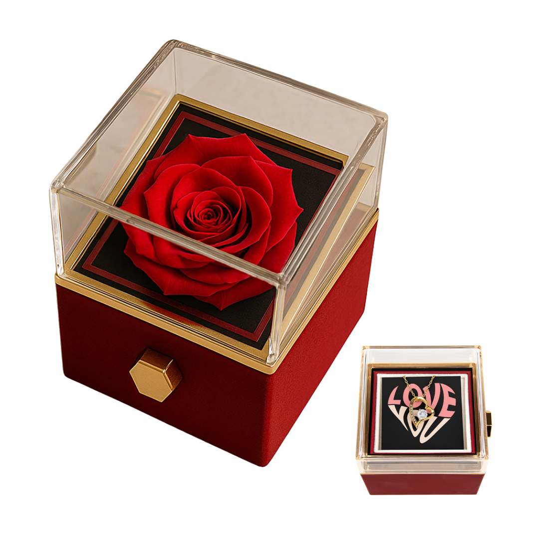 Forever Love Necklace with Rotating Rose Gift Box