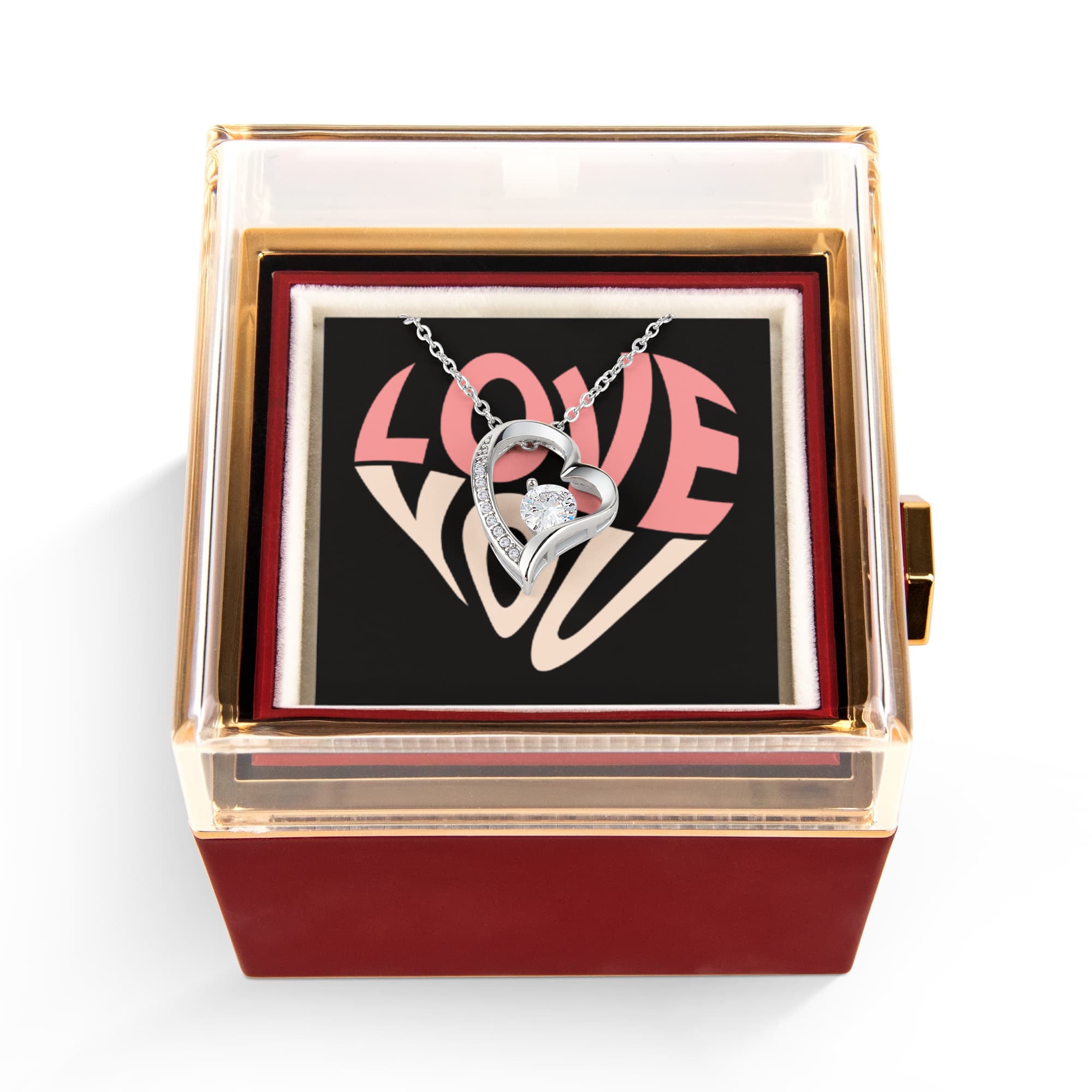 Forever Love Necklace with Rotating Rose Gift Box