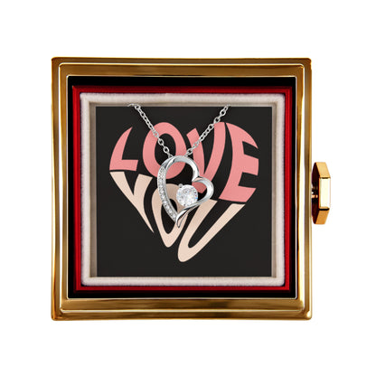 Forever Love Necklace with Rotating Rose Gift Box