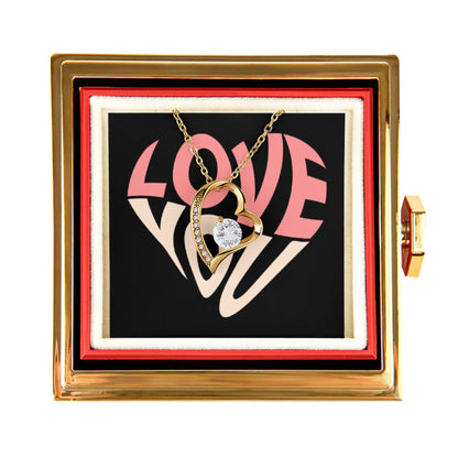 Forever Love Necklace with Rotating Rose Gift Box