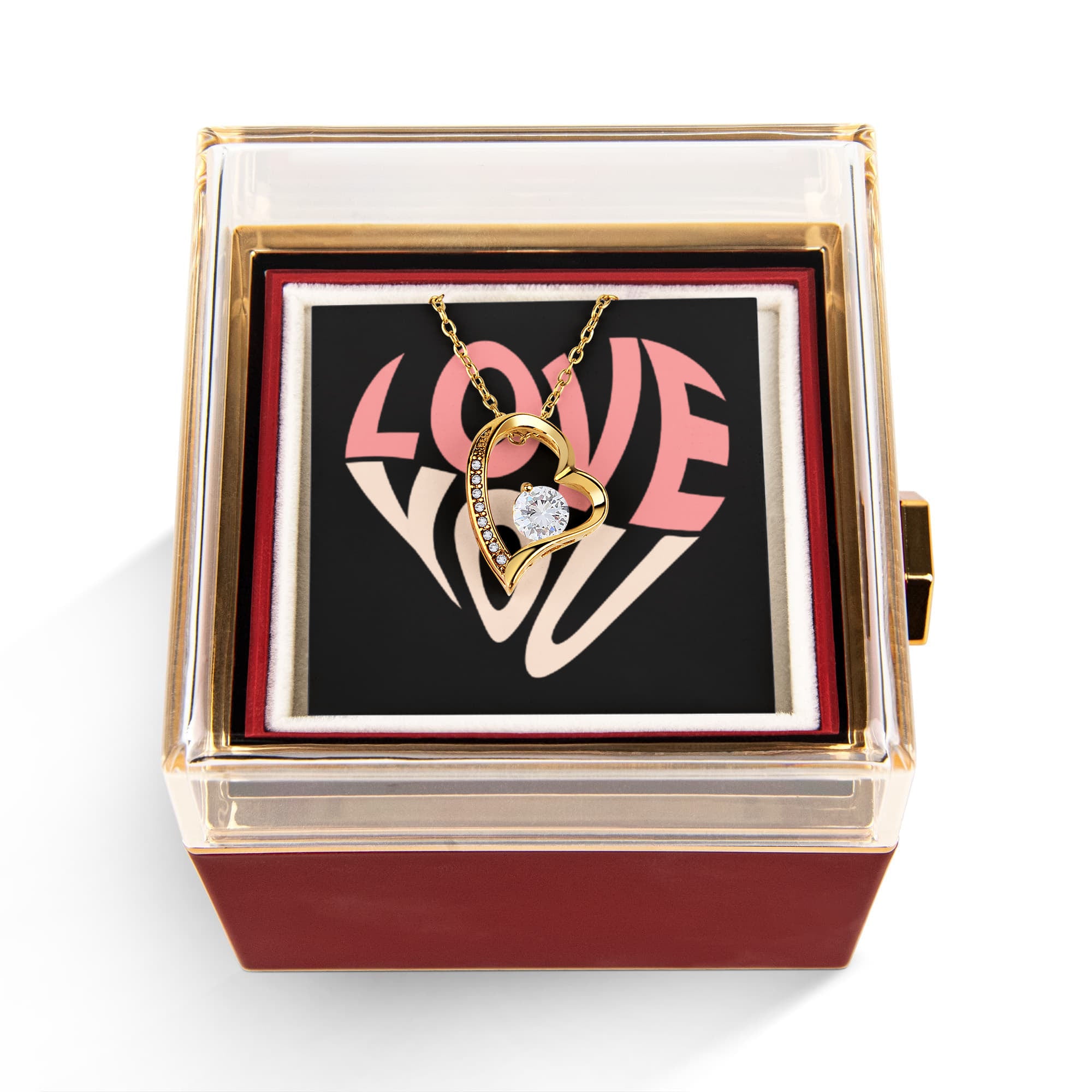 Forever Love Necklace with Rotating Rose Gift Box