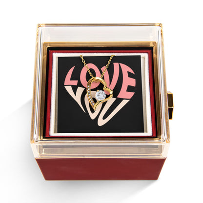 Forever Love Necklace with Rotating Rose Gift Box