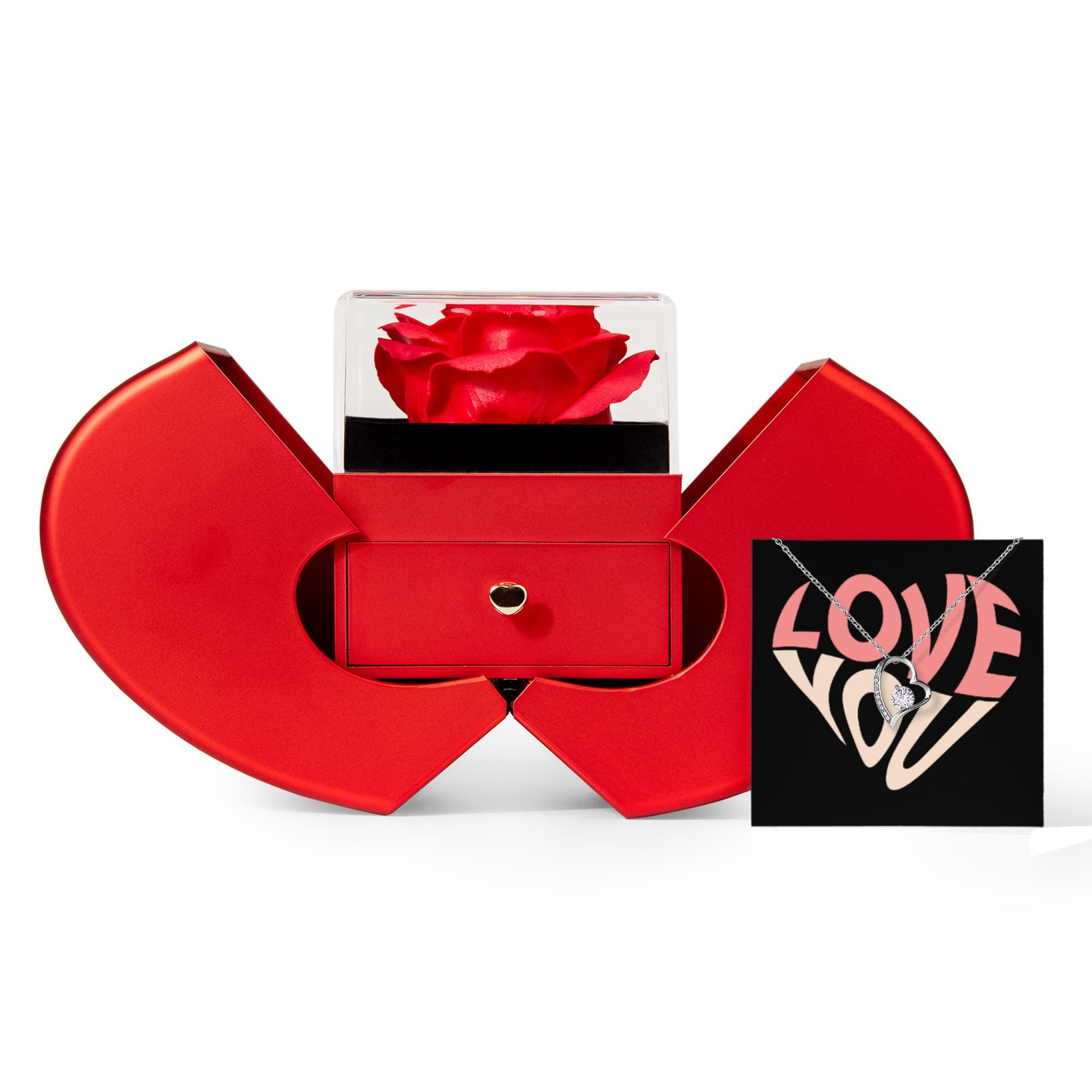 Create an unforgettable gifting experience with our elegant Forever Love Necklace and Heart Box gift set.