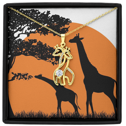 This charming Giraffe Necklace, adorned with sparkling cubic zirconia and crafted from either a 14k white gold finish or an 18k yellow gold finish, is the perfect gift and is destined to become a cherished token of your affection.