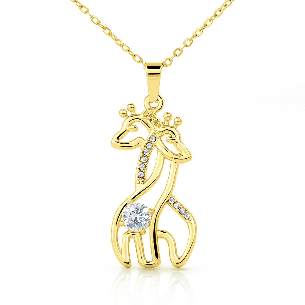 This charming Giraffe Necklace, adorned with sparkling cubic zirconia and crafted from either a 14k white gold finish or an 18k yellow gold finish, is the perfect gift and is destined to become a cherished token of your affection.