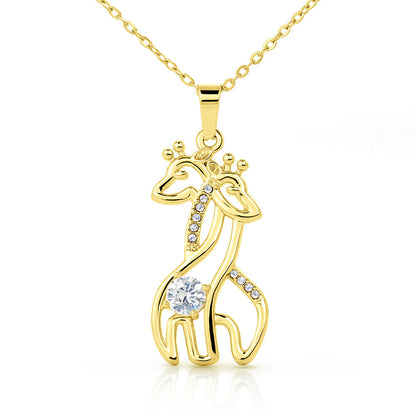 This charming Giraffe Necklace, adorned with sparkling cubic zirconia and crafted from either a 14k white gold finish or an 18k yellow gold finish, is the perfect gift and is destined to become a cherished token of your affection.