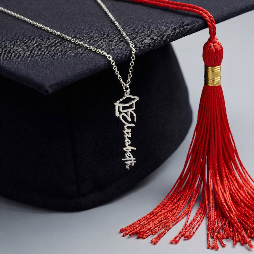 Celebrate a once-in-a-lifetime achievement with a keepsake they’ll treasure forever. Our Graduation Name Necklace is a meaningful and stylish way to honor their hard work, perseverance, and success.