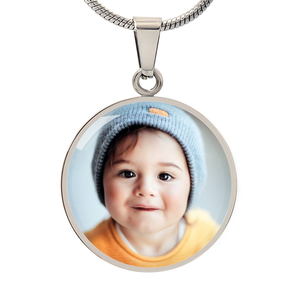 Photo Circle Necklace, Custom Picture Circle Necklace, Photo Pendant, Personalized Engraved Necklace, Custom Circle Pendant, Gift for her