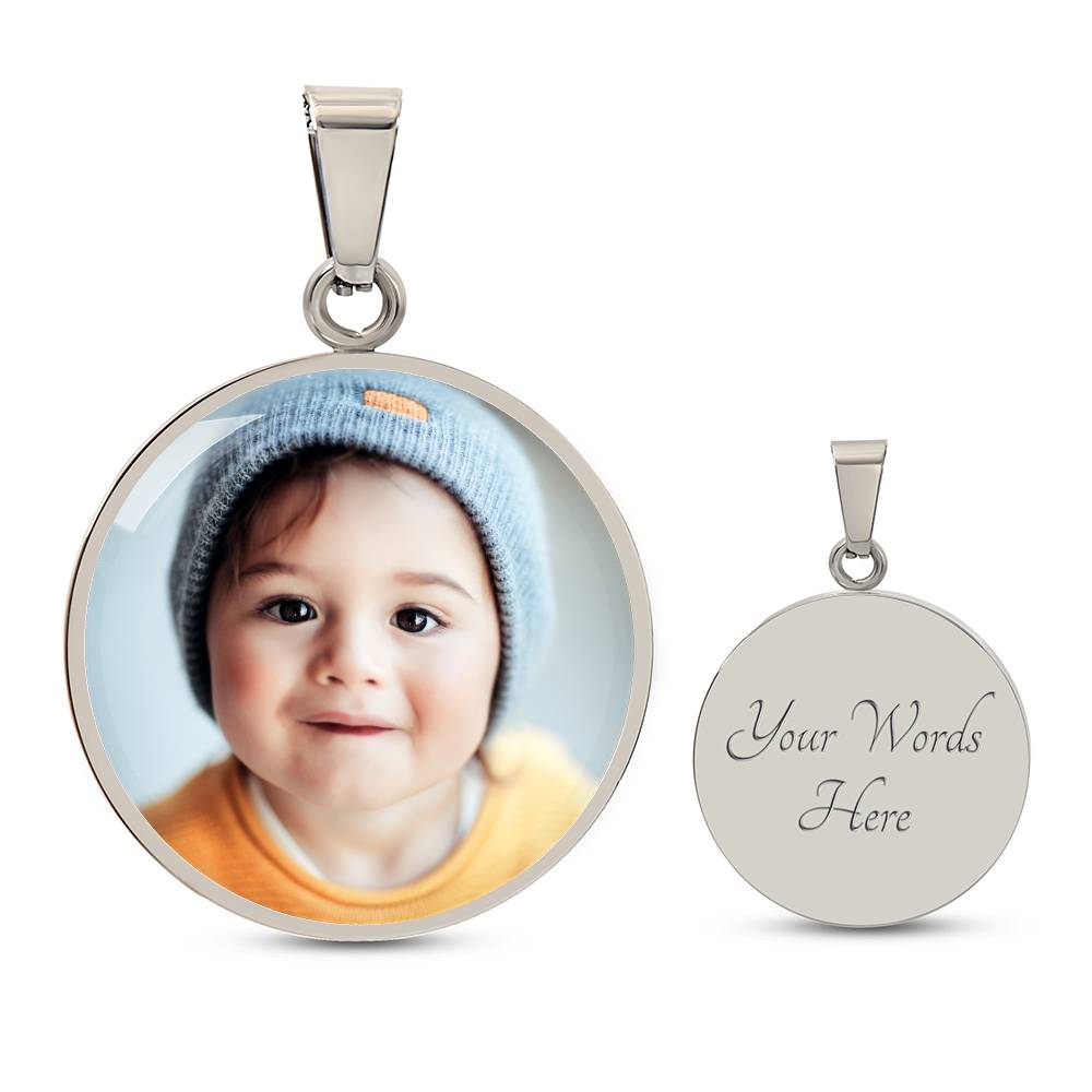 Photo Circle Necklace, Custom Picture Circle Necklace, Photo Pendant, Personalized Engraved Necklace, Custom Circle Pendant, Gift for her