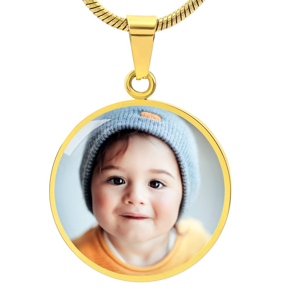 Photo Circle Necklace, Custom Picture Circle Necklace, Photo Pendant, Personalized Engraved Necklace, Custom Circle Pendant, Gift for her