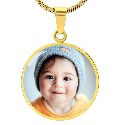 Photo Circle Necklace, Custom Picture Circle Necklace, Photo Pendant, Personalized Engraved Necklace, Custom Circle Pendant, Gift for her