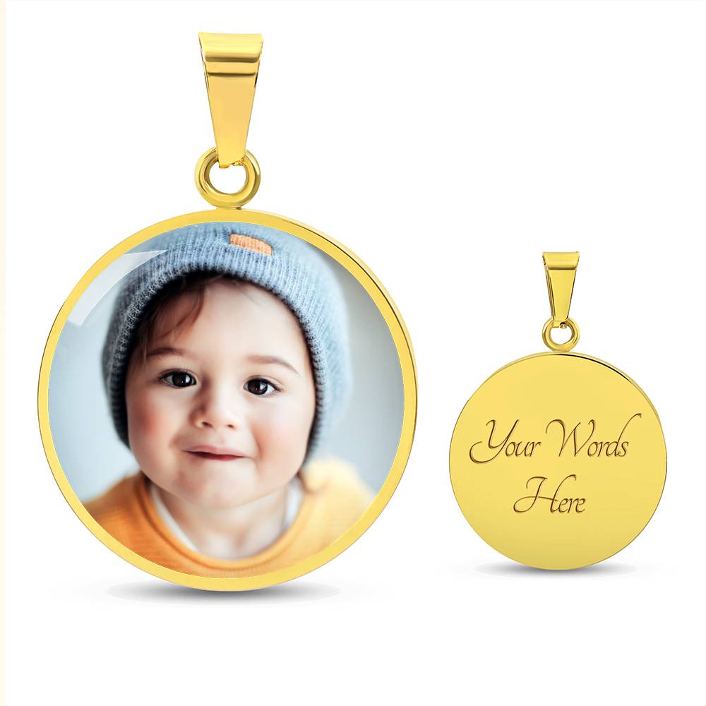 Photo Circle Necklace, Custom Picture Circle Necklace, Photo Pendant, Personalized Engraved Necklace, Custom Circle Pendant, Gift for her