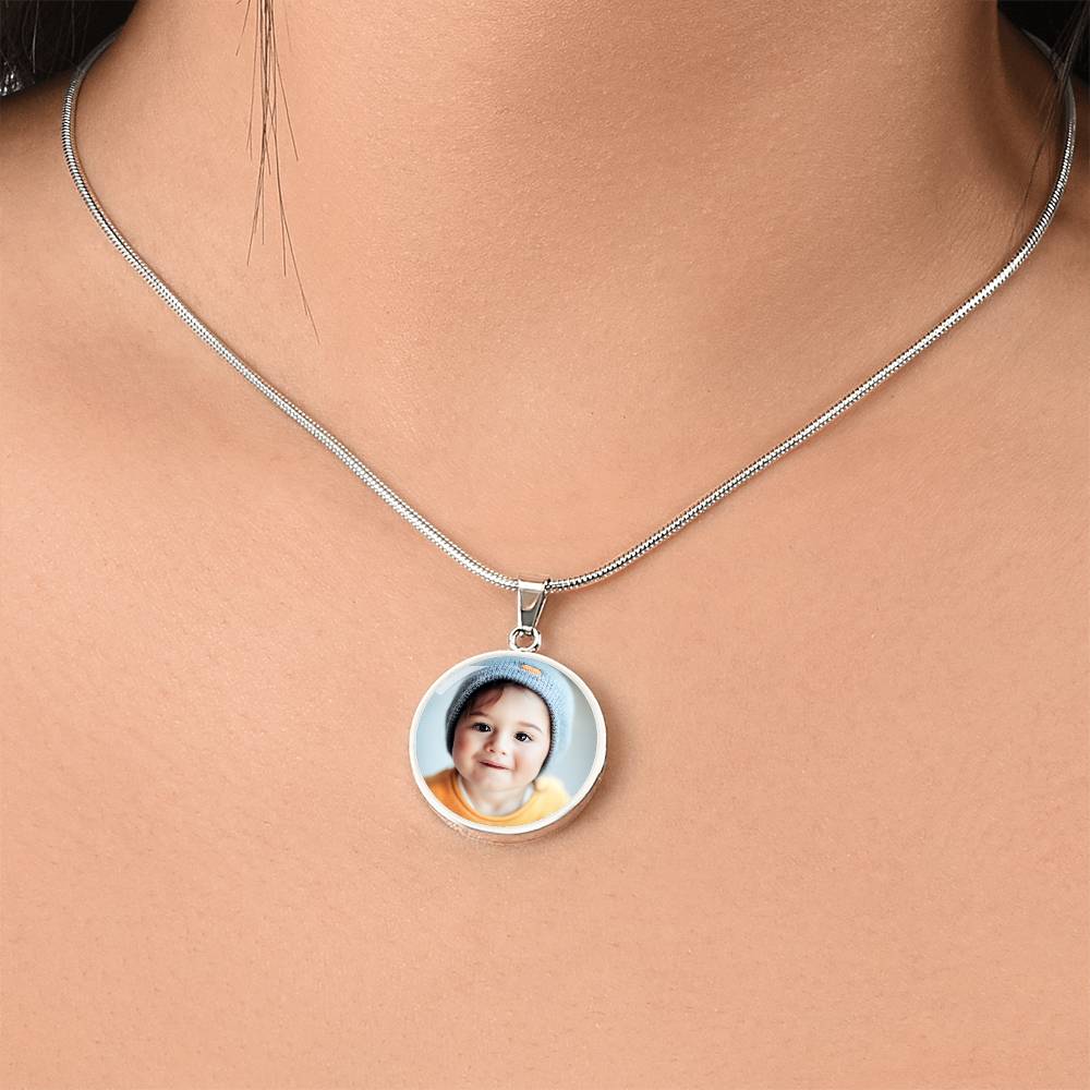 Photo Circle Necklace, Custom Picture Circle Necklace, Photo Pendant, Personalized Engraved Necklace, Custom Circle Pendant, Gift for her