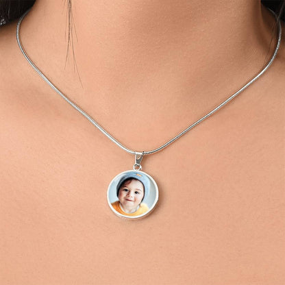 Photo Circle Necklace, Custom Picture Circle Necklace, Photo Pendant, Personalized Engraved Necklace, Custom Circle Pendant, Gift for her