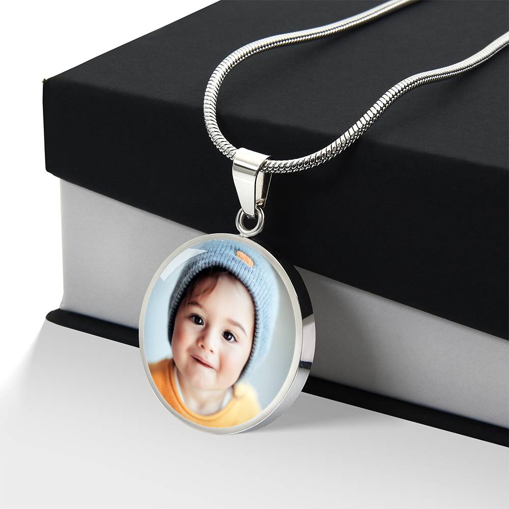 Photo Circle Necklace, Custom Picture Circle Necklace, Photo Pendant, Personalized Engraved Necklace, Custom Circle Pendant, Gift for her
