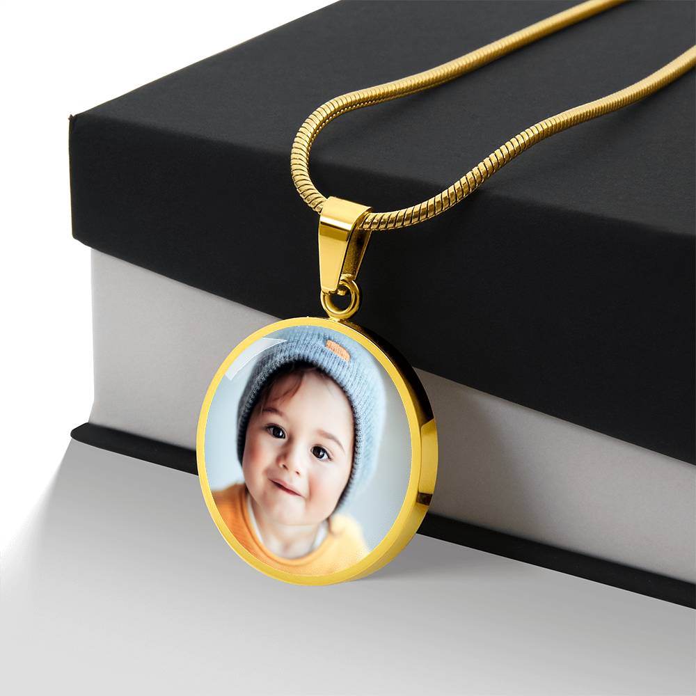 Photo Circle Necklace, Custom Picture Circle Necklace, Photo Pendant, Personalized Engraved Necklace, Custom Circle Pendant, Gift for her