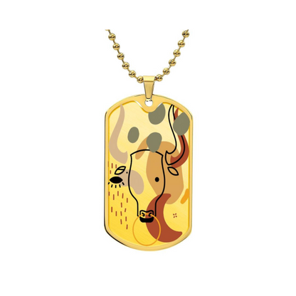 Graphic Dog Tag Pendant + Necklace - Bull, Personalized Military Dog tag, Men Engraved Necklace, Personalized jewelry gift for him