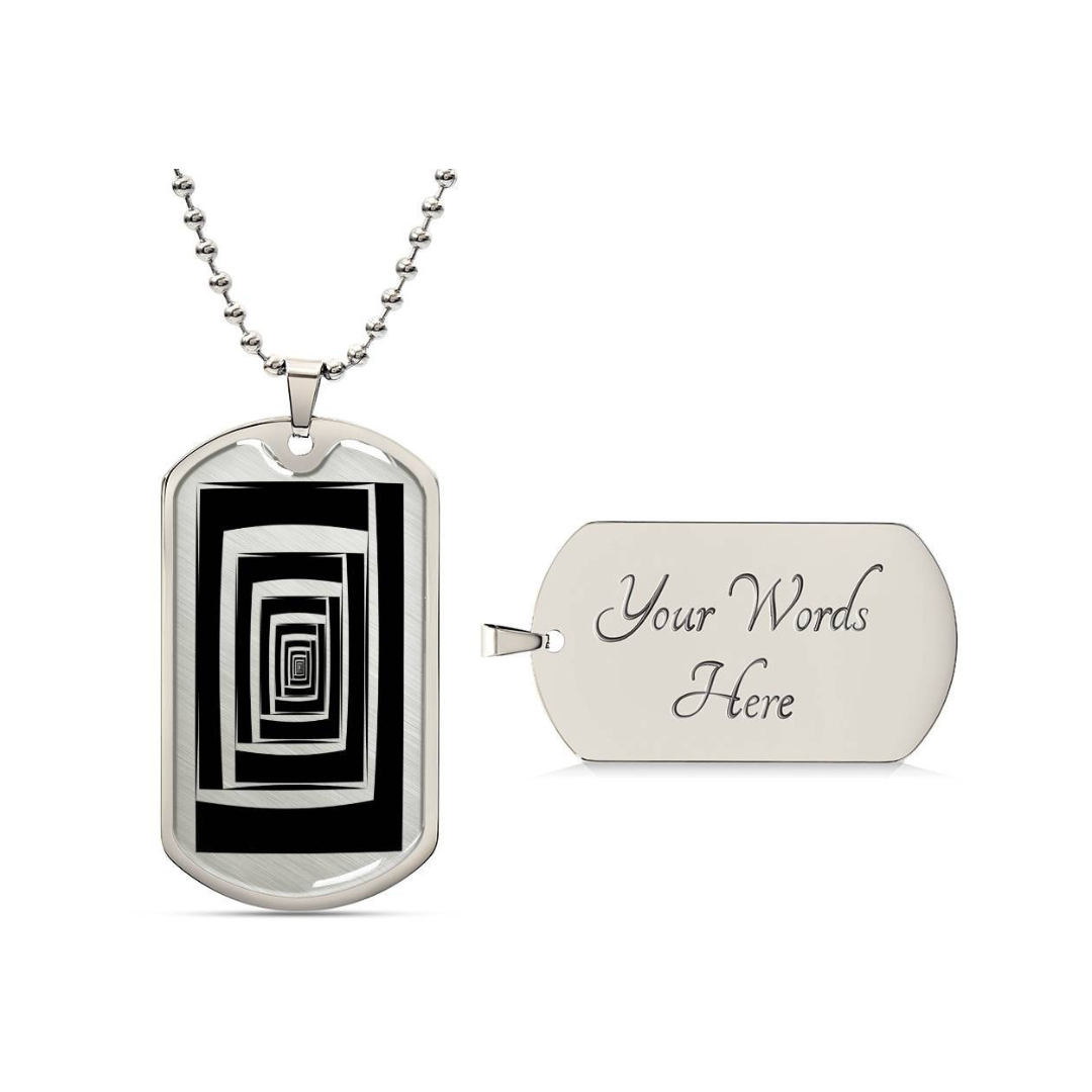 Graphic Dog Tag Pendant + Necklace - Bull, Personalized Military Dog tag, Men Engraved Necklace, Personalized jewelry gift for him