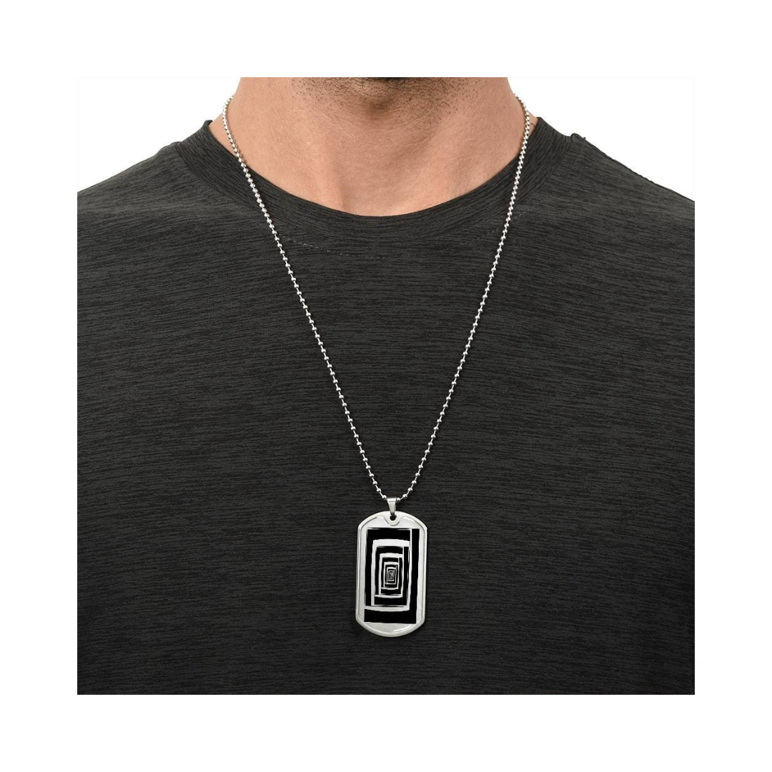 Graphic Dog Tag Pendant + Necklace - Bull, Personalized Military Dog tag, Men Engraved Necklace, Personalized jewelry gift for him