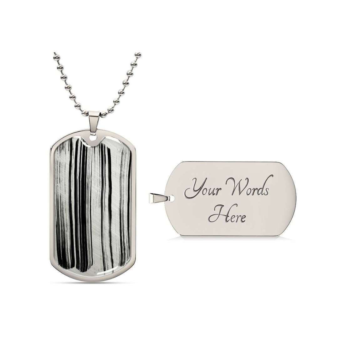 Graphic Dog Tag Pendant + Necklace - Bull, Personalized Military Dog tag, Men Engraved Necklace, Personalized jewelry gift for him
