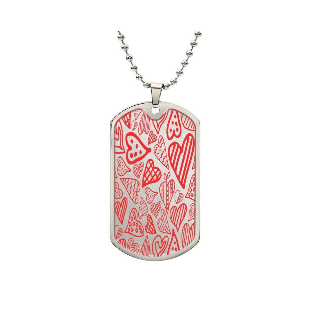 Graphic Dog Tag Pendant + Necklace - Bull, Personalized Military Dog tag, Men Engraved Necklace, Personalized jewelry gift for him