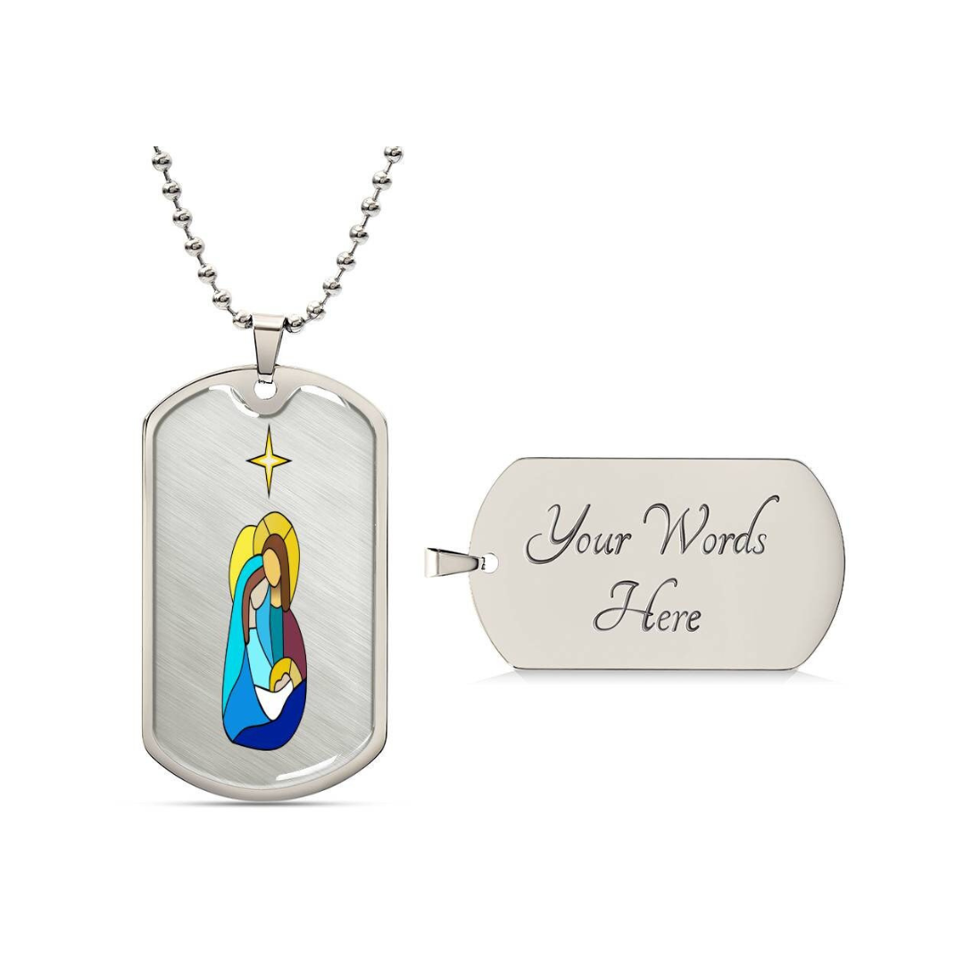 Graphic Dog Tag Pendant + Necklace - Bull, Personalized Military Dog tag, Men Engraved Necklace, Personalized jewelry gift for him