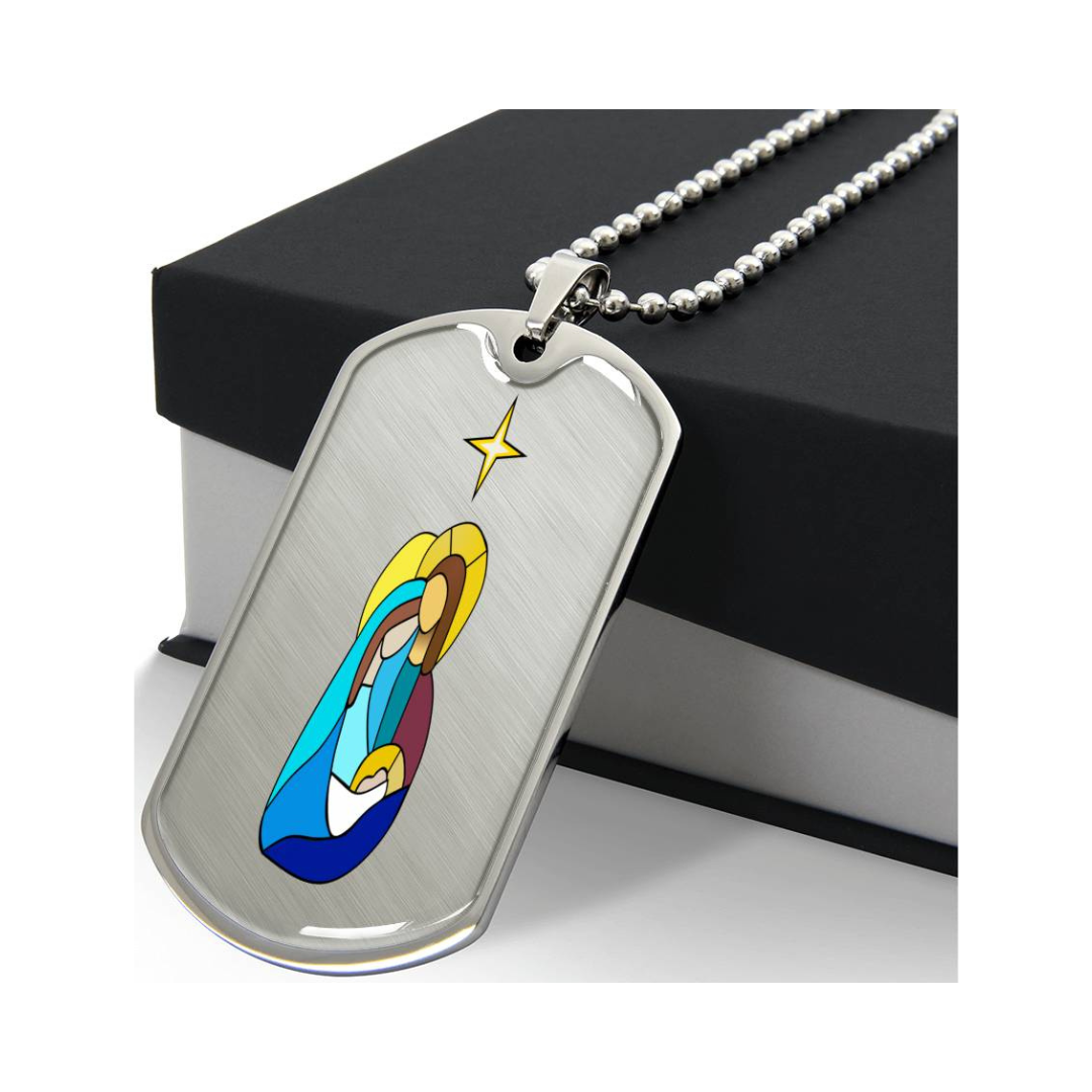 Graphic Dog Tag Pendant + Necklace - Bull, Personalized Military Dog tag, Men Engraved Necklace, Personalized jewelry gift for him