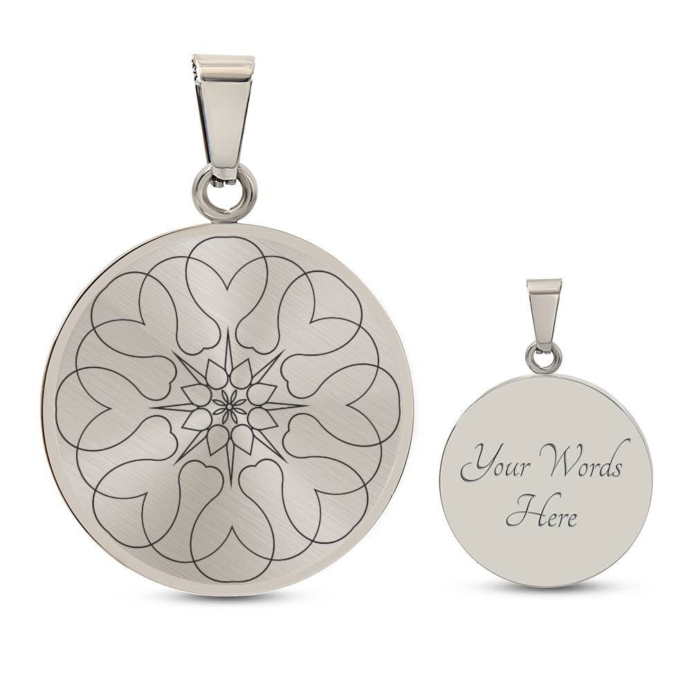 Graphic Circle Pendant + Necklace - Abstract Mandala