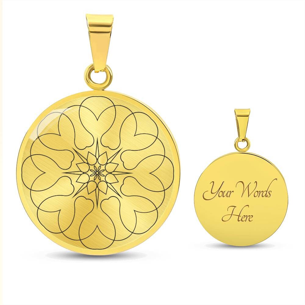 Graphic Circle Pendant + Necklace - Abstract Mandala