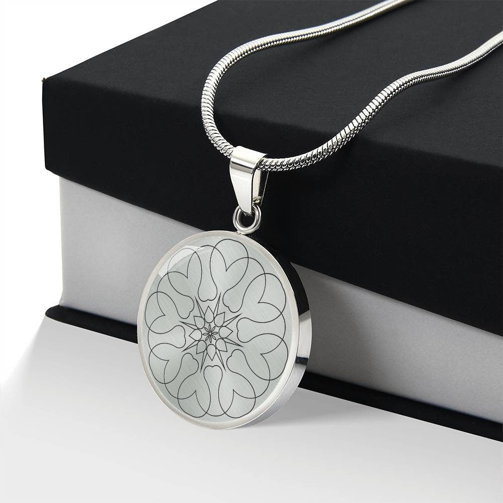 Graphic Circle Pendant + Necklace - Abstract Mandala